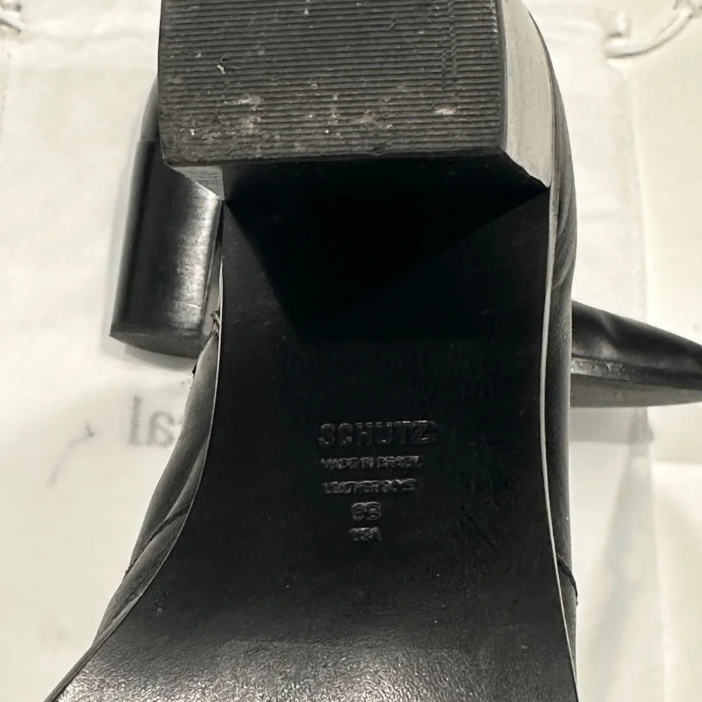 Schutz pointed toe black leather booties. - Picture 5 of 10